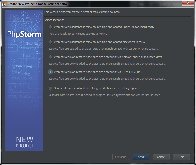 PHPStorm - Create project